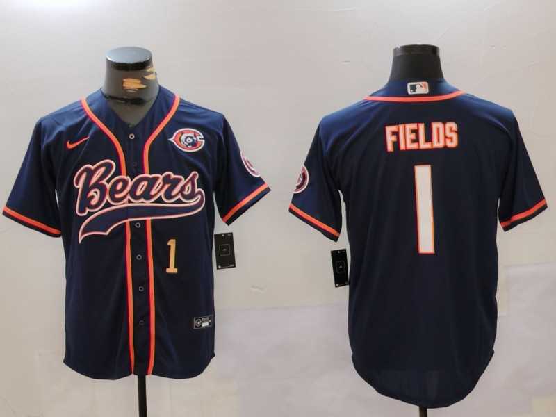 Men's Chicago Bears #1 Justin Fields Navy Throwback With Patch Cool Base Stitched Baseball Jerseys,We sell and wholesale Men's Chicago Bears #1 Justin Fields Navy Throwback With Patch Cool Base Stitched Baseball Jerseys on line form chian!